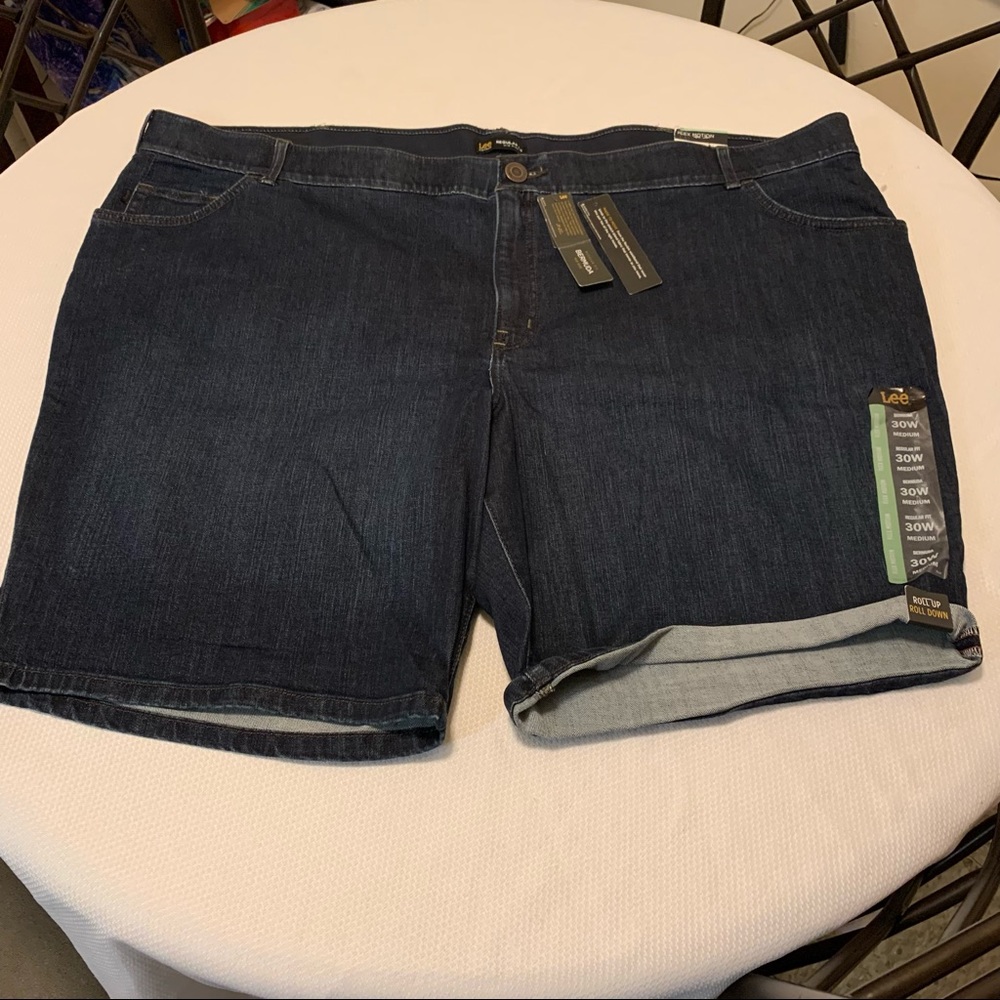 Lee Bermuda Denim Shorts 30W Flex Stretch Mid Rise